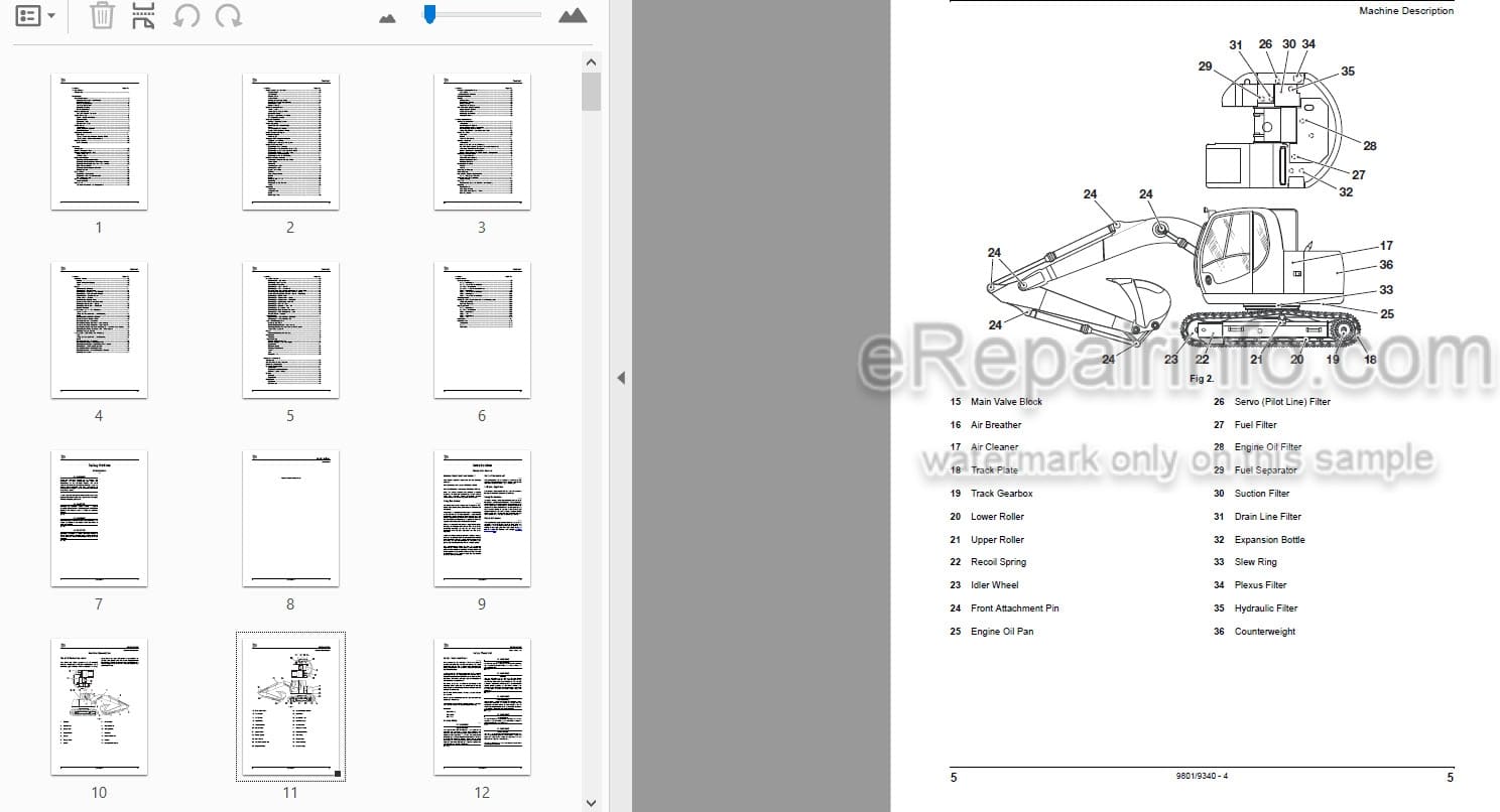 Photo 3 - JCB JZ140 JZ235 JZ255 Operators Manual Excavator 9801-9340-4