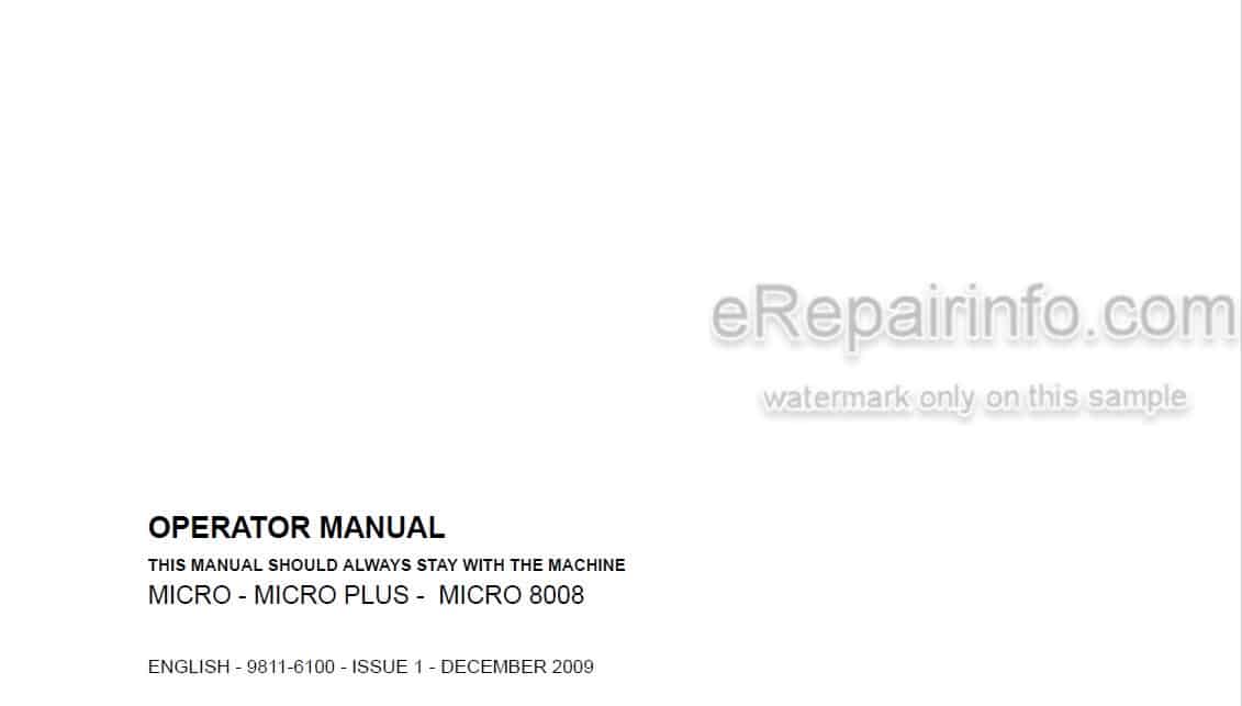 Photo 5 - JCB Micro Plus Micro 8008 Tier 3 Operators Manual Compact Excavator 9811-3600-2