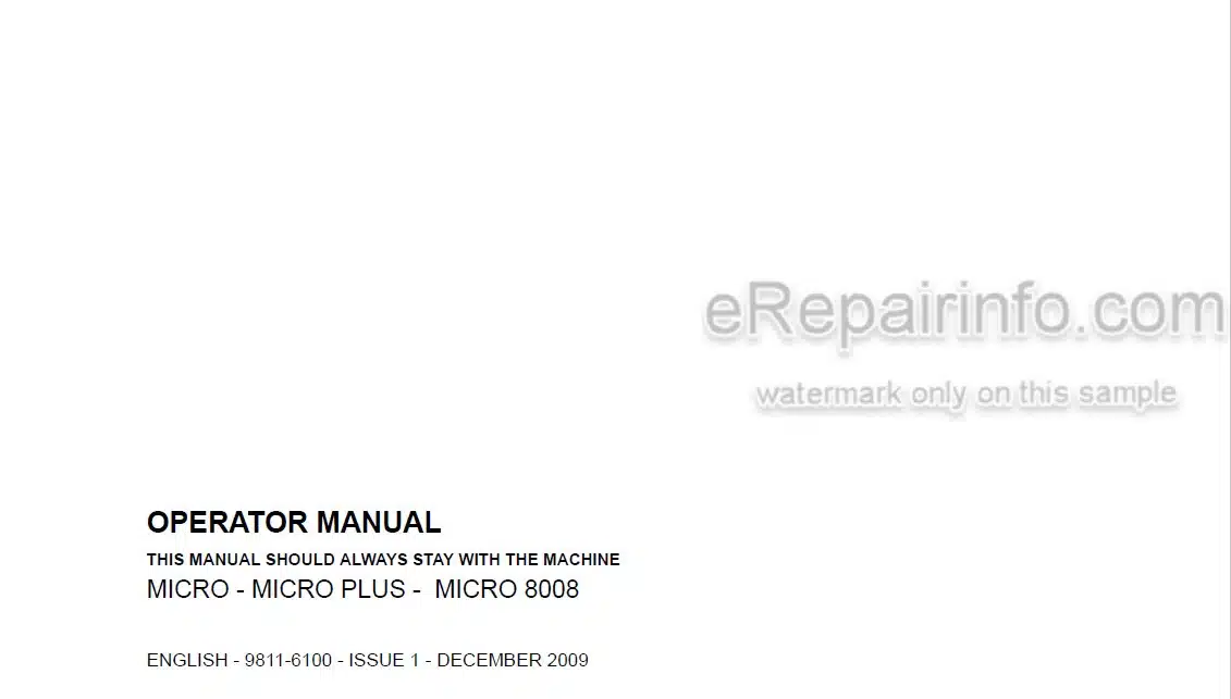 Photo 5 - JCB Micro Plus Micro 8008 Tier 3 Operators Manual Compact Excavator 9811-3600-2
