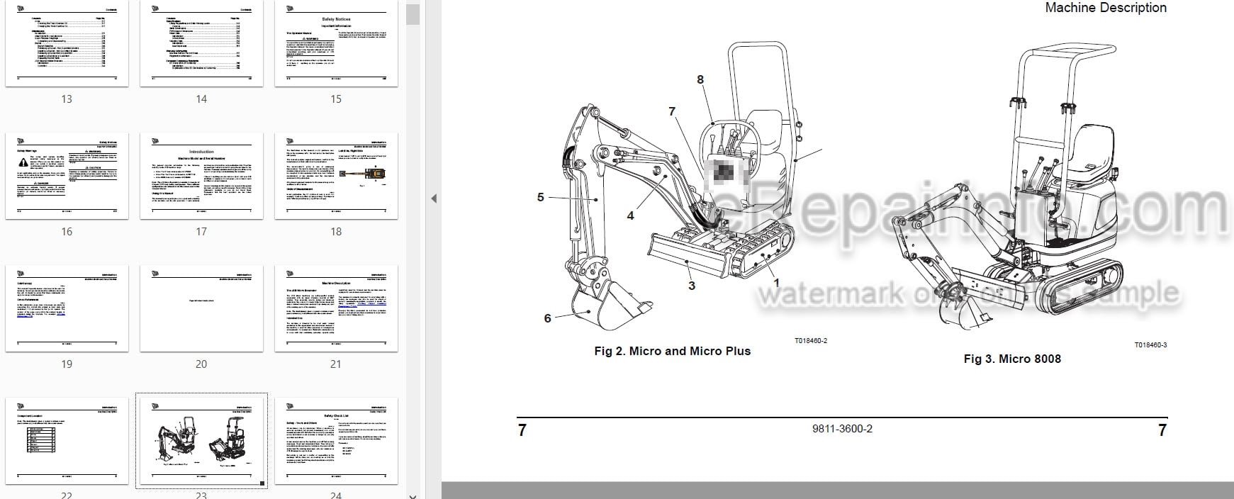 Photo 4 - JCB Micro Plus Micro 8008 Tier 3 Operators Manual Compact Excavator 9811-3600-2