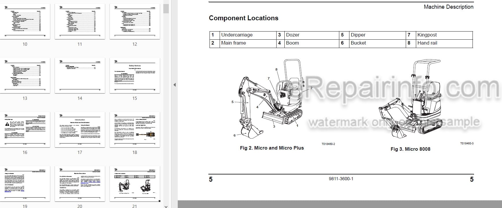 Photo 4 - JCB Micro Plus Micro 8008 Tier 3 Operators Manual Compact Excavator 9811-3600