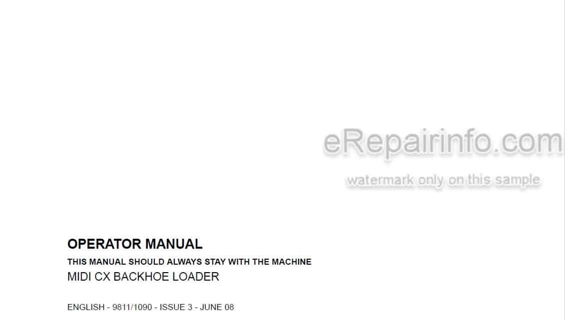 Photo 4 - JCB Midi CX Operators Manual Backhoe Loader 9811-1090