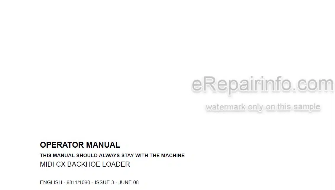 Photo 4 - JCB Midi CX Operators Manual Backhoe Loader 9811-1090