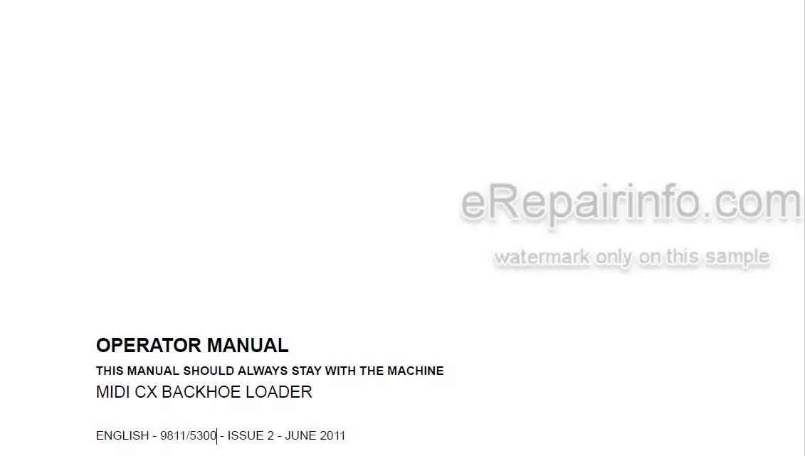 Photo 4 - JCB Midi CX Operators Manual Backhoe Loader 9811-5300