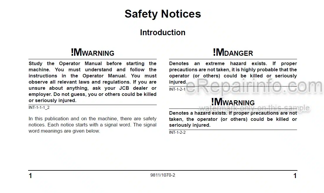 Photo 4 - JCB Mini CX 4X4 Operators Manual Backhoe Loader 9811-1070-2