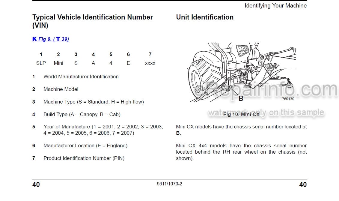 Photo 8 - JCB Mini CX 4X4 Operators Manual Backhoe Loader 9811-1070-2