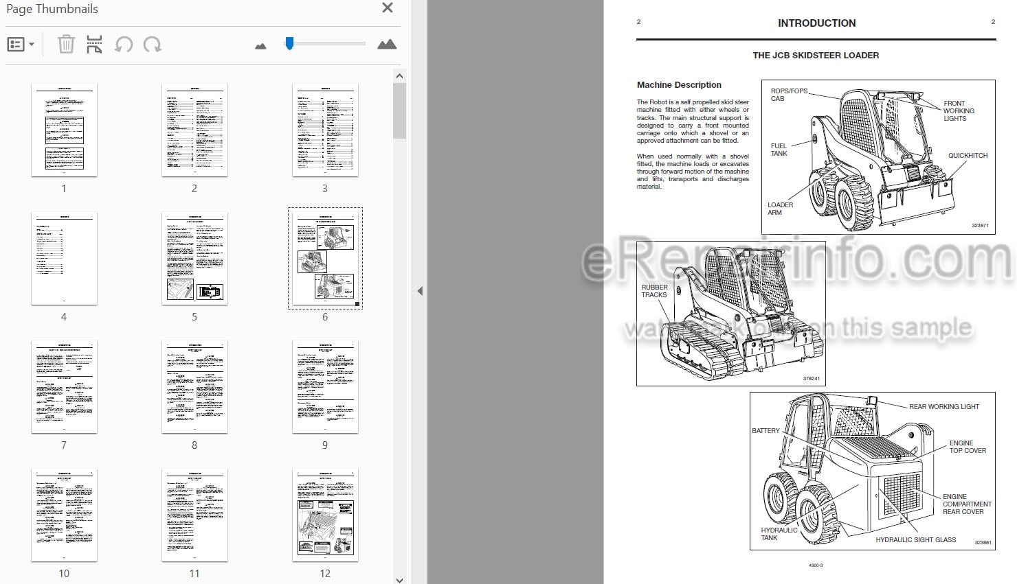 Photo 3 - JCB Robot 160 170HF 180T 180THF Operators Manual Skid Steer Loader 4300