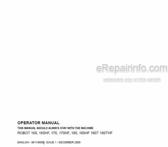 Photo 4 - JCB Robot 160 160HF 170 170HF 180 180HF 180T 180THF Operators Manual Skid Steer Loader 9811-6500