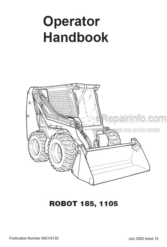 Photo 4 - JCB Robot 185 1105 185HF 1105HF Operators Handbook Skid Steer Loader 9801-4130