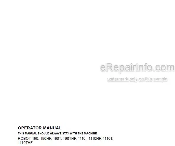 Photo 5 - JCB Robot 190 190HF 1110 1110HF 190T 190THF 1110T 1110THF Operators Manual Skid Steer Loader