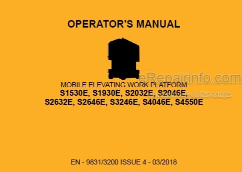 Photo 4 - JCB S1530E S1930E S2032E S2046E S2632E S2646E S3246E S4046E S4550E Operators Manual Mobile Elevating Work Platform 9831-3200