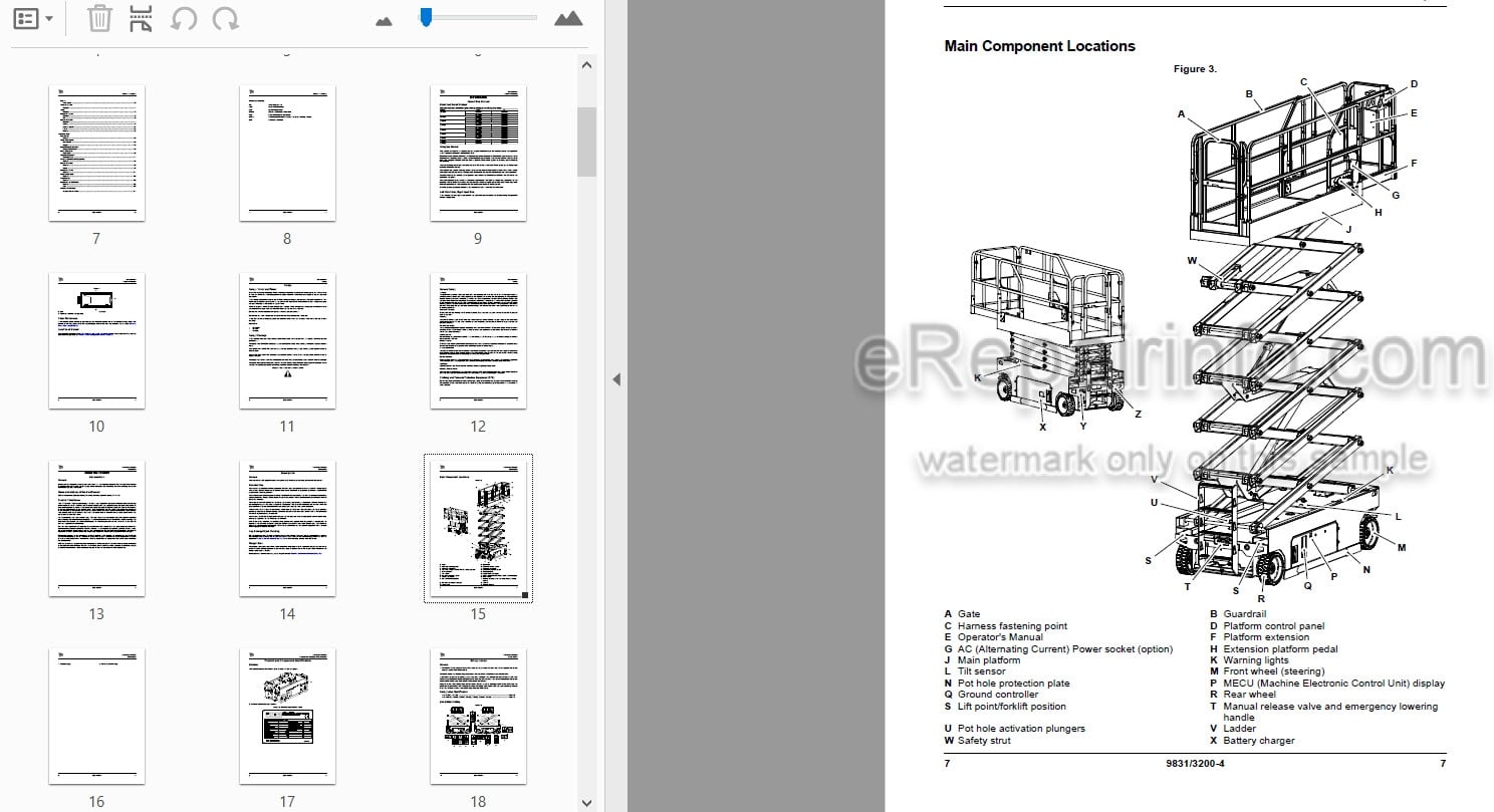 Photo 3 - JCB S1530E S1930E S2032E S2046E S2632E S2646E S3246E S4046E S4550E Operators Manual Mobile Elevating Work Platform 9831-3200