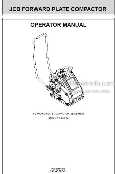 Photo 4 - JCB SE10-35 SE20-50 Operators Manual Plate Compactor 333-A3767-01
