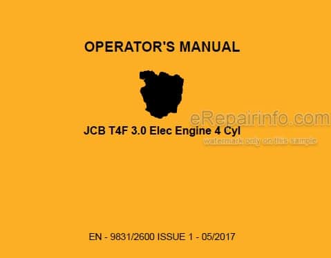 Photo 4 - JCB T4F 3.0 Elec 4 Cyl Operators Manual Engine 9831-2600
