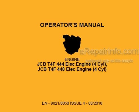 Photo 4 - JCB T4F 444 448 4 Cyl Operators Manual Engine 9821-8050