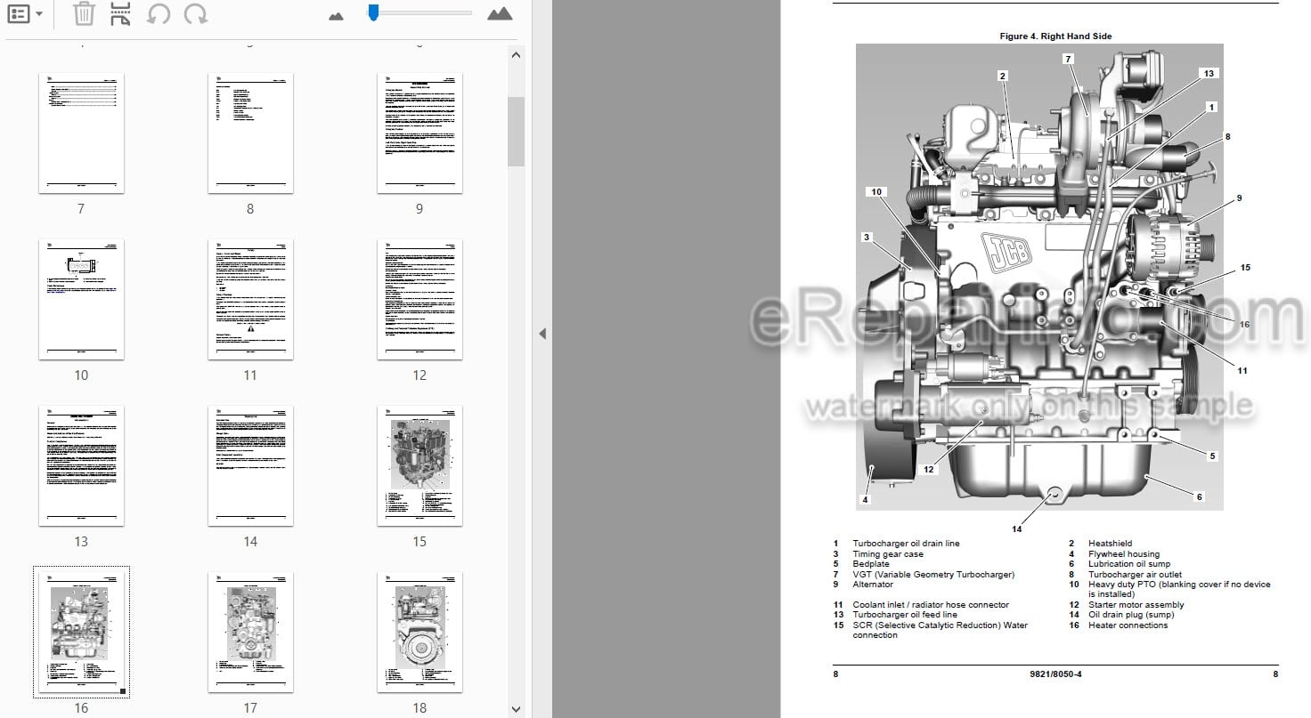 Photo 3 - JCB T4F 444 448 4 Cyl Operators Manual Engine 9821-8050