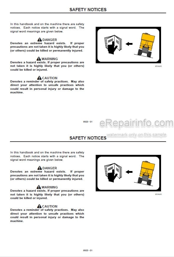 Photo 5 - JCB TD7 TD10 Operators Manual Dumpster 8920