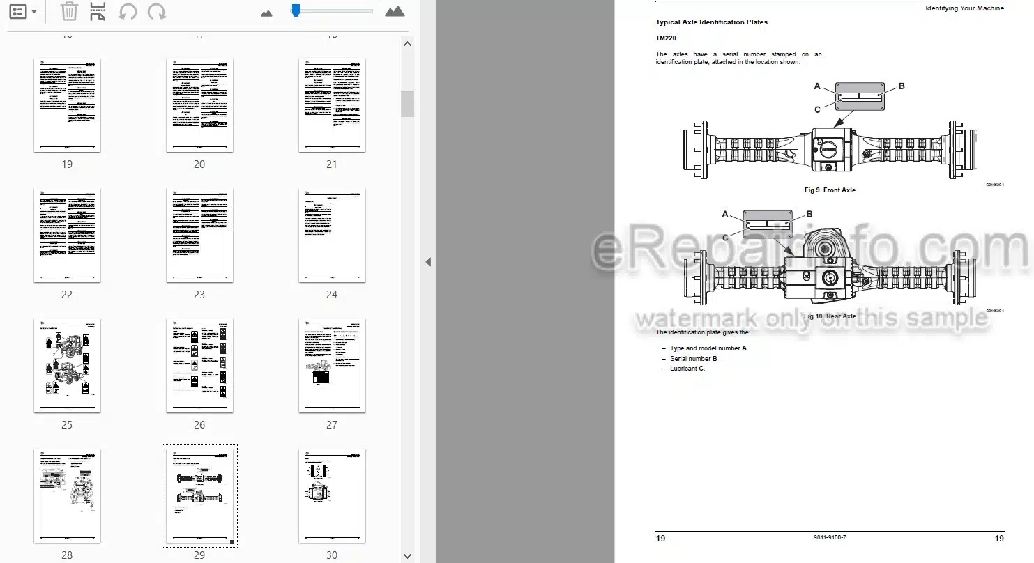 Photo 3 - JCB TM180 TM220 Operators Manual Loader 9811-9100