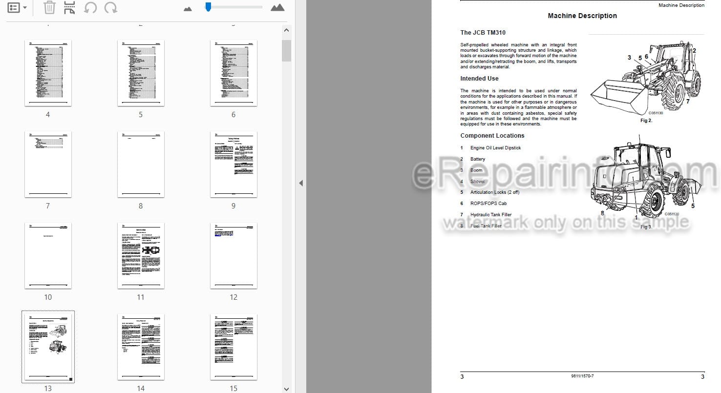 Photo 3 - JCB TM310 TM310S TM310WM Operators Manual Loader