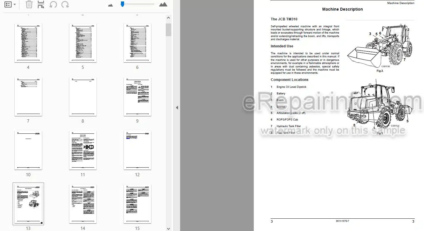 Photo 3 - JCB TM310 TM310S TM310WM Operators Manual Loader