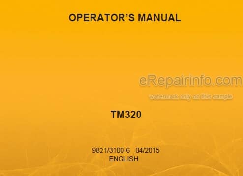 Photo 5 - JCB TM320 TM320S TM320WM Operators Manual Loader 9821-3100-6