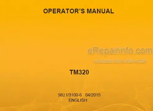 Photo 5 - JCB TM320 TM320S TM320WM Operators Manual Loader 9821-3100-6