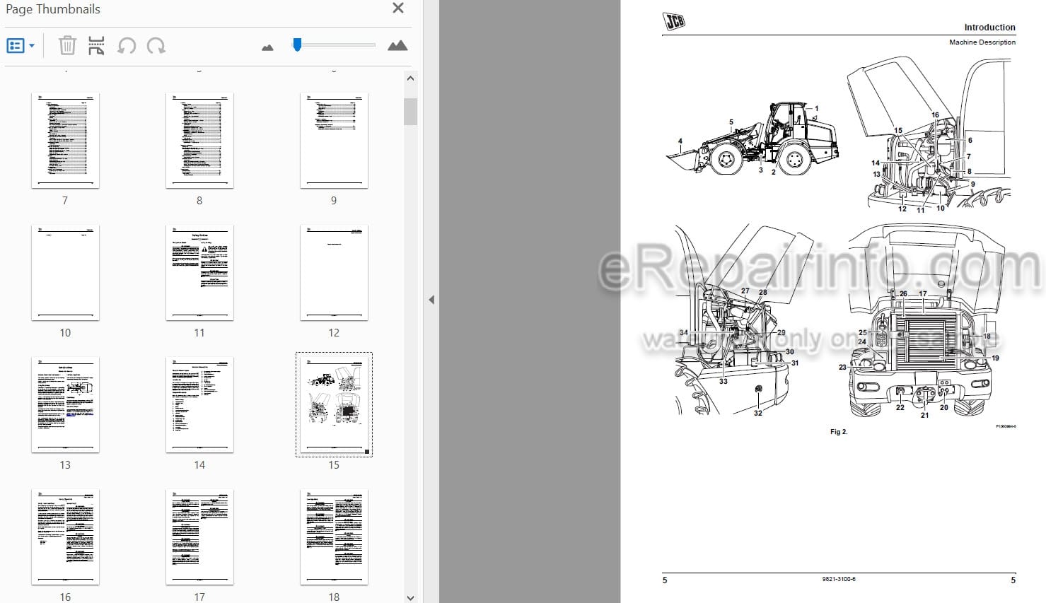 Photo 4 - JCB TM320 TM320S TM320WM Operators Manual Loader 9821-3100-6