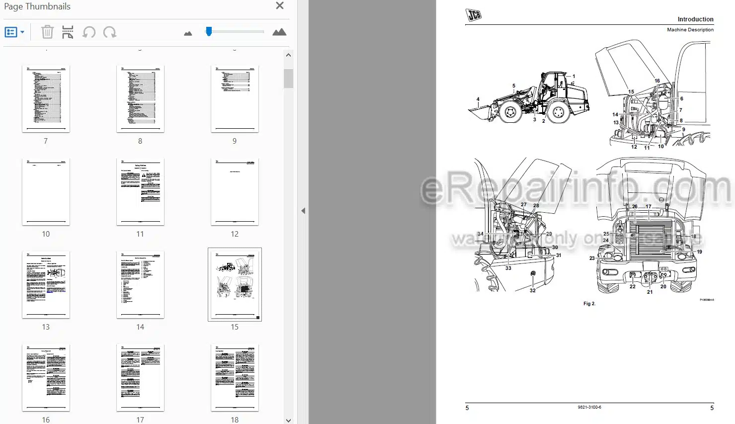 Photo 4 - JCB TM320 TM320S TM320WM Operators Manual Loader 9821-3100-6