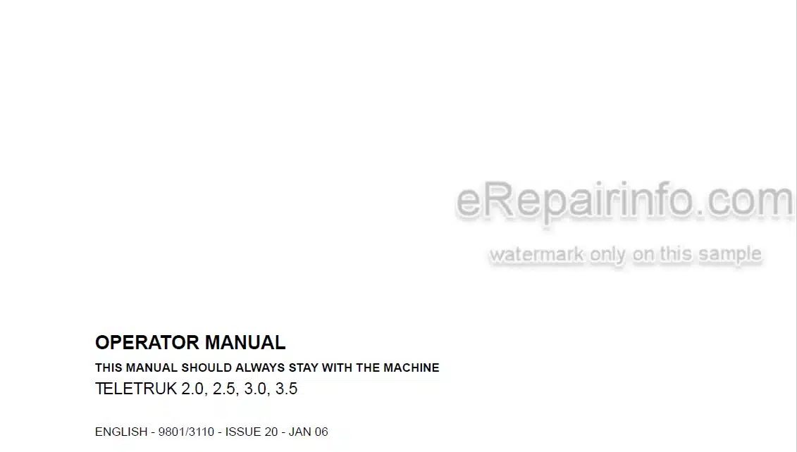 Photo 4 - JCB Teletruk 2.0 2.5 3.0 3.5 Operators Manual Forklift 9801-3110