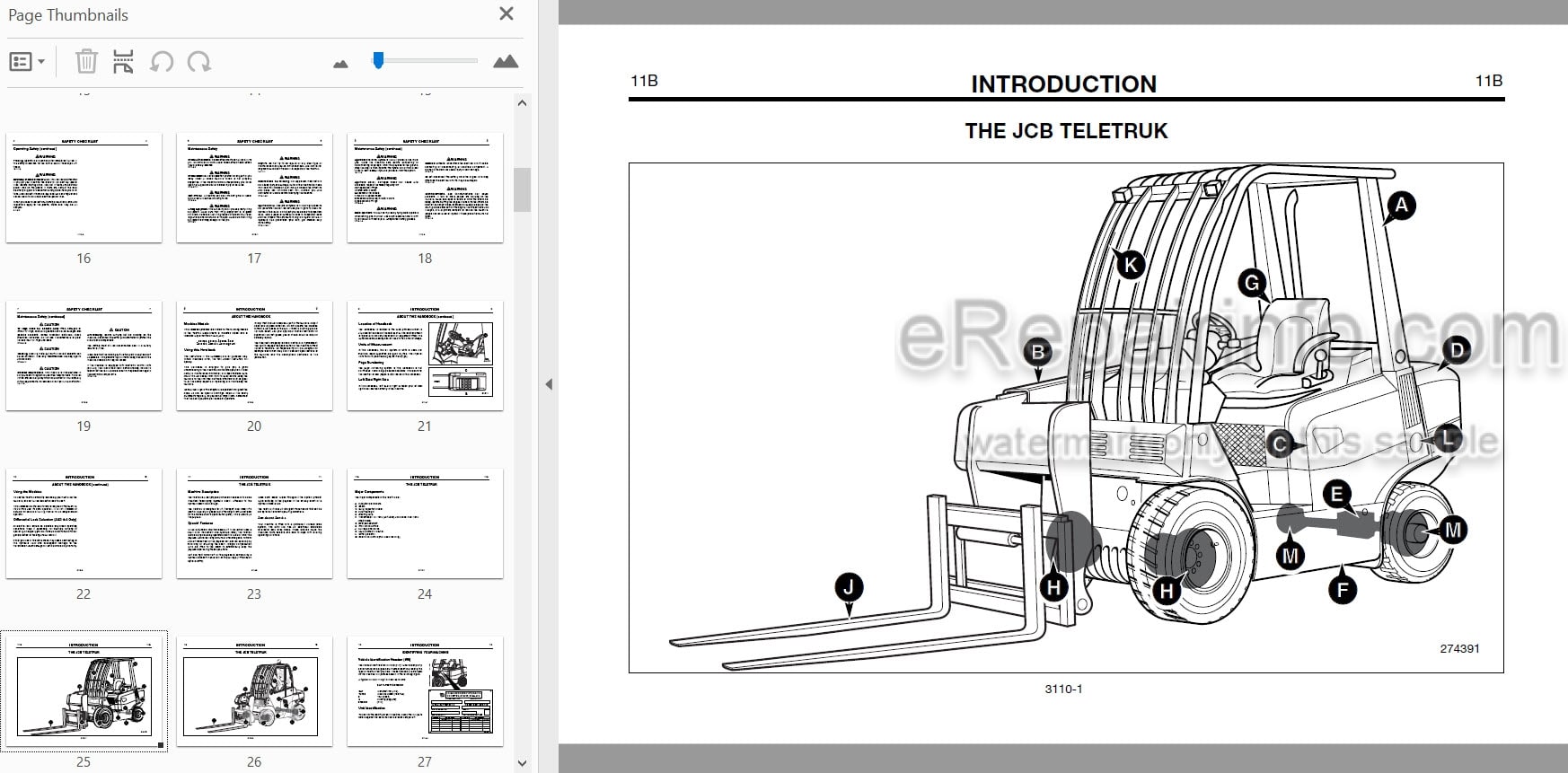 Photo 3 - JCB Teletruk 2.0 2.5 3.0 3.5 Operators Manual Forklift 9801-3110