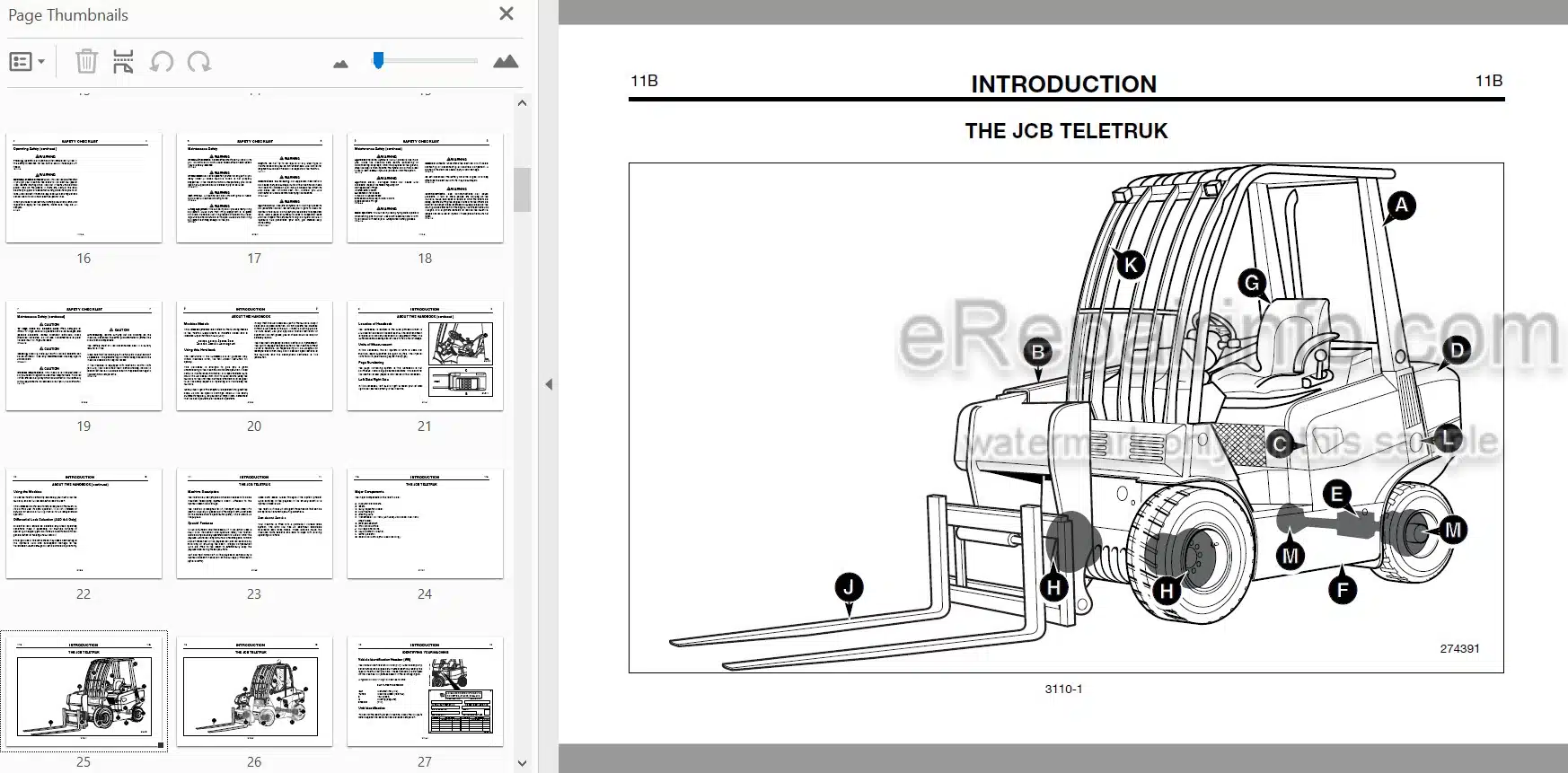 Photo 3 - JCB Teletruk 2.0 2.5 3.0 3.5 Operators Manual Forklift 9801-3110