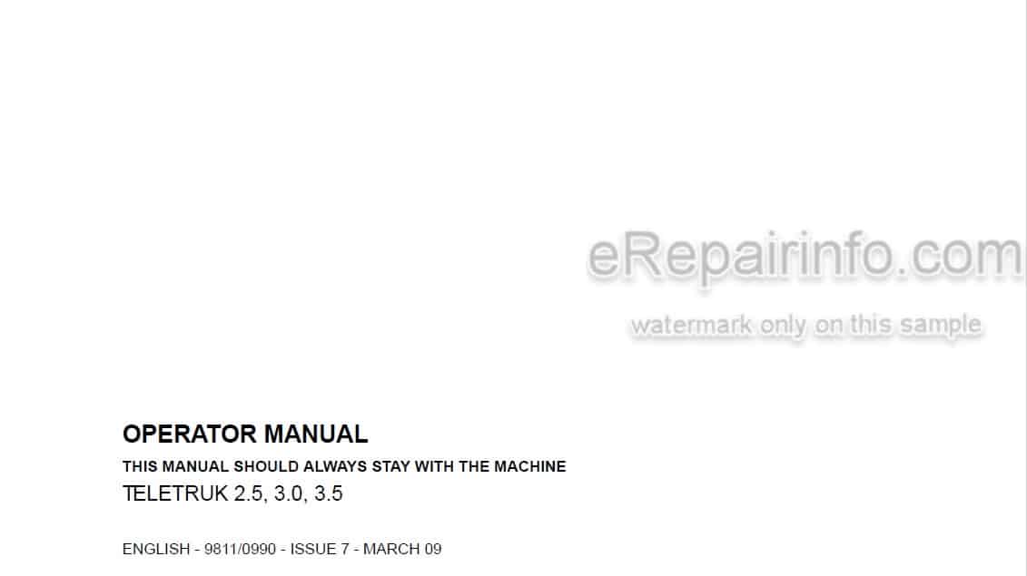 Photo 4 - JCB Teletruk 2.5 3.0 3.5 Tier 2 Operators Manual Forklift 9811-0990