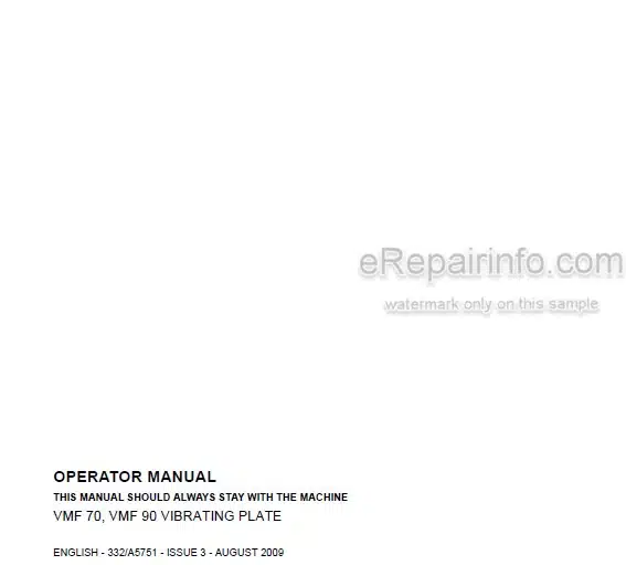 Photo 4 - JCB VMF70 VMF90 Operators Manual Vibrating Plate 332-A5751