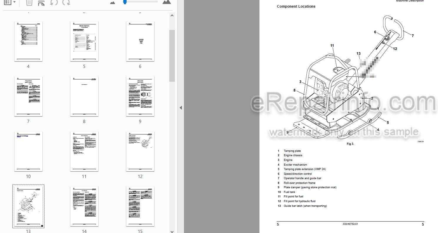 Photo 3 - JCB VMP14 VMP18 VMP24 Operators Manual Vibrating Plate 332-A5752