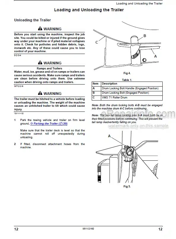 Photo 1 - JCB VMS71 Operators Manual Trailer 9811-2160