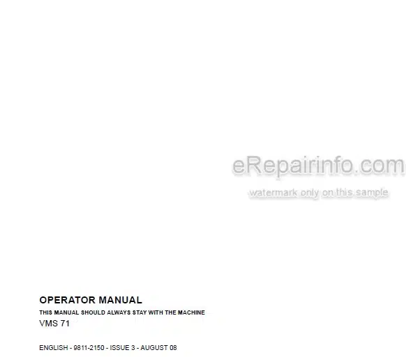 Photo 4 - JCB VMS71 VMS71-20 VMS71-30 Operators Manual Roller 9811-2150
