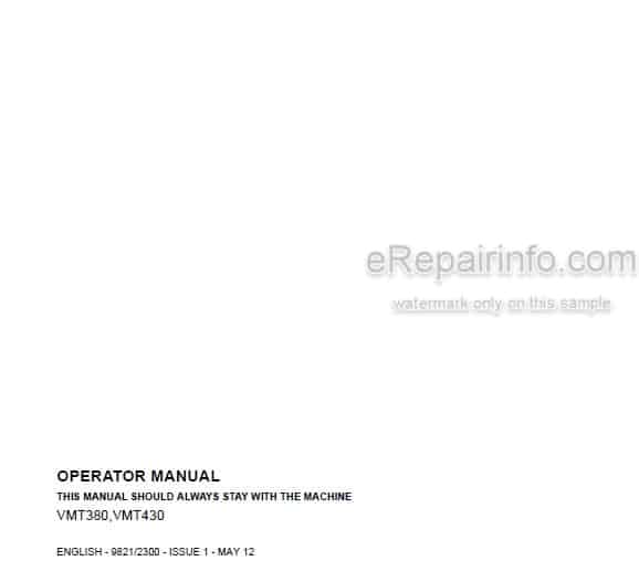 Photo 5 - JCB VMT380 VMT430 Operators Manual Roller 9821-2300