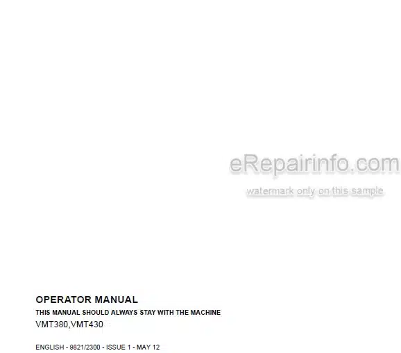 Photo 5 - JCB VMT380 VMT430 Operators Manual Roller 9821-2300