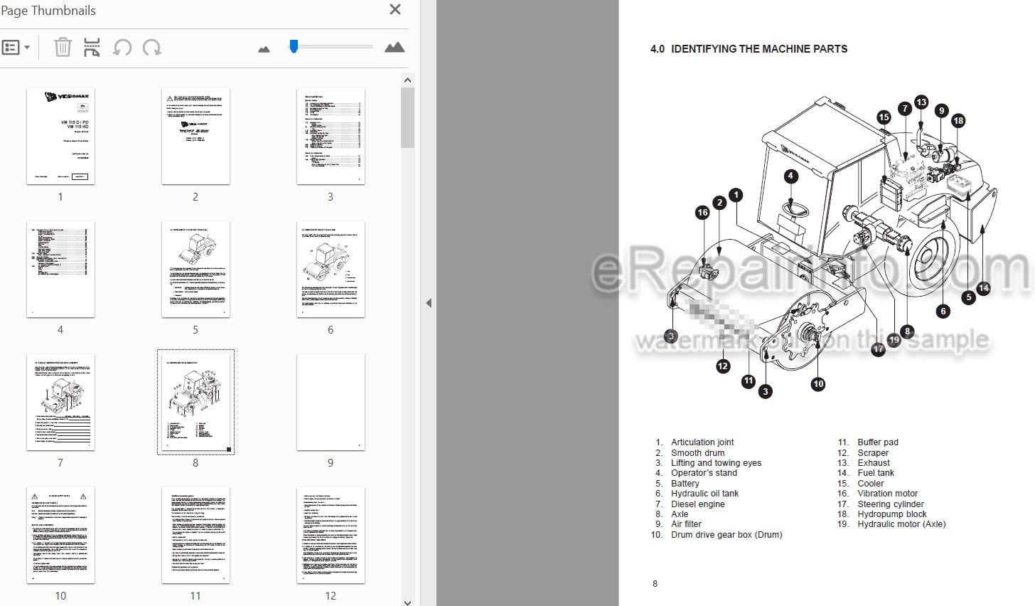Photo 3 - JCB Vibromax VM115D VM115PD VM115HD Instruction Manual Vibratory Single Drum Roller 07232-28335