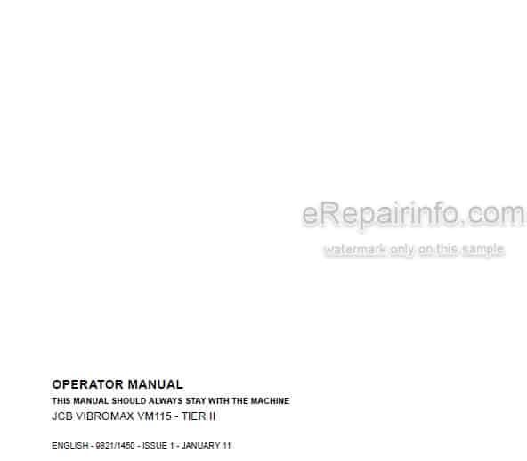 Photo 4 - JCB Vibromax VM115 Tier II Operators Manual Roller 9821-1450