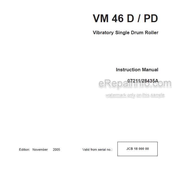 Photo 4 - JCB Vibromax VM46D VM46PD Instruction Manual Vibratory Single Drum Roller 07211-28435A