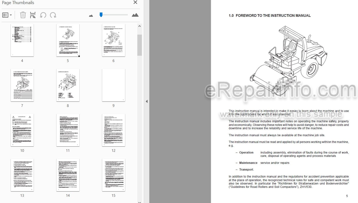 Photo 3 - JCB Vibromax VM46D VM46PD Instruction Manual Vibratory Single Drum Roller 07211-28435A