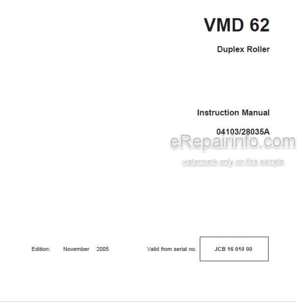 Photo 4 - JCB Vibromax VMD62 Instruction Manual Duplex Roller 01103-28035A