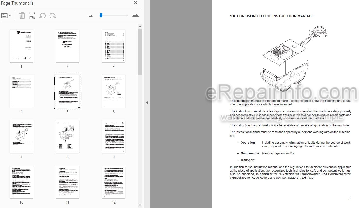Photo 3 - JCB Vibromax VMD62 Instruction Manual Duplex Roller 01103-28035A