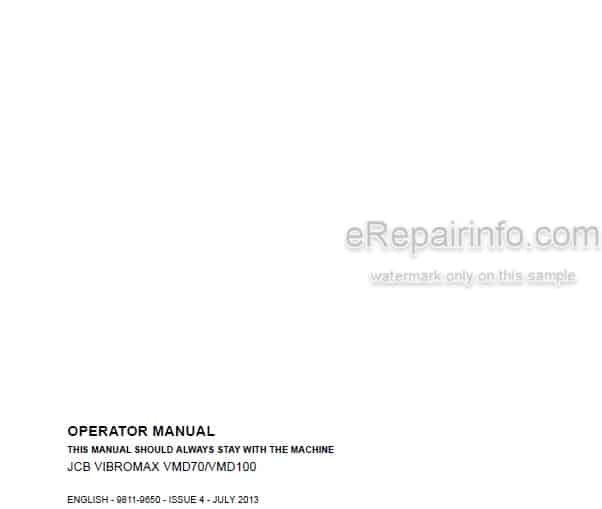 Photo 4 - JCB Vibromax VMD70 VMD100 Operators Manual Roller 9811-9650