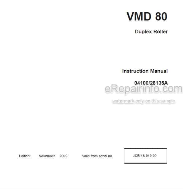 Photo 4 - JCB Vibromax VMD80 Instruction Manual Duplex Roller 04100-28135A