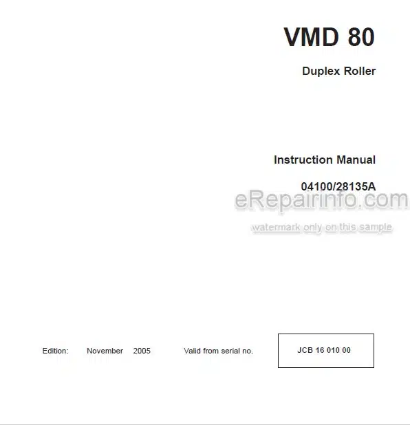 Photo 4 - JCB Vibromax VMD80 Instruction Manual Duplex Roller 04100-28135A