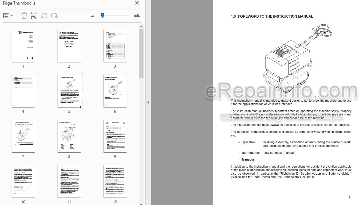 Photo 3 - JCB Vibromax VMD80 Instruction Manual Duplex Roller 04100-28135A