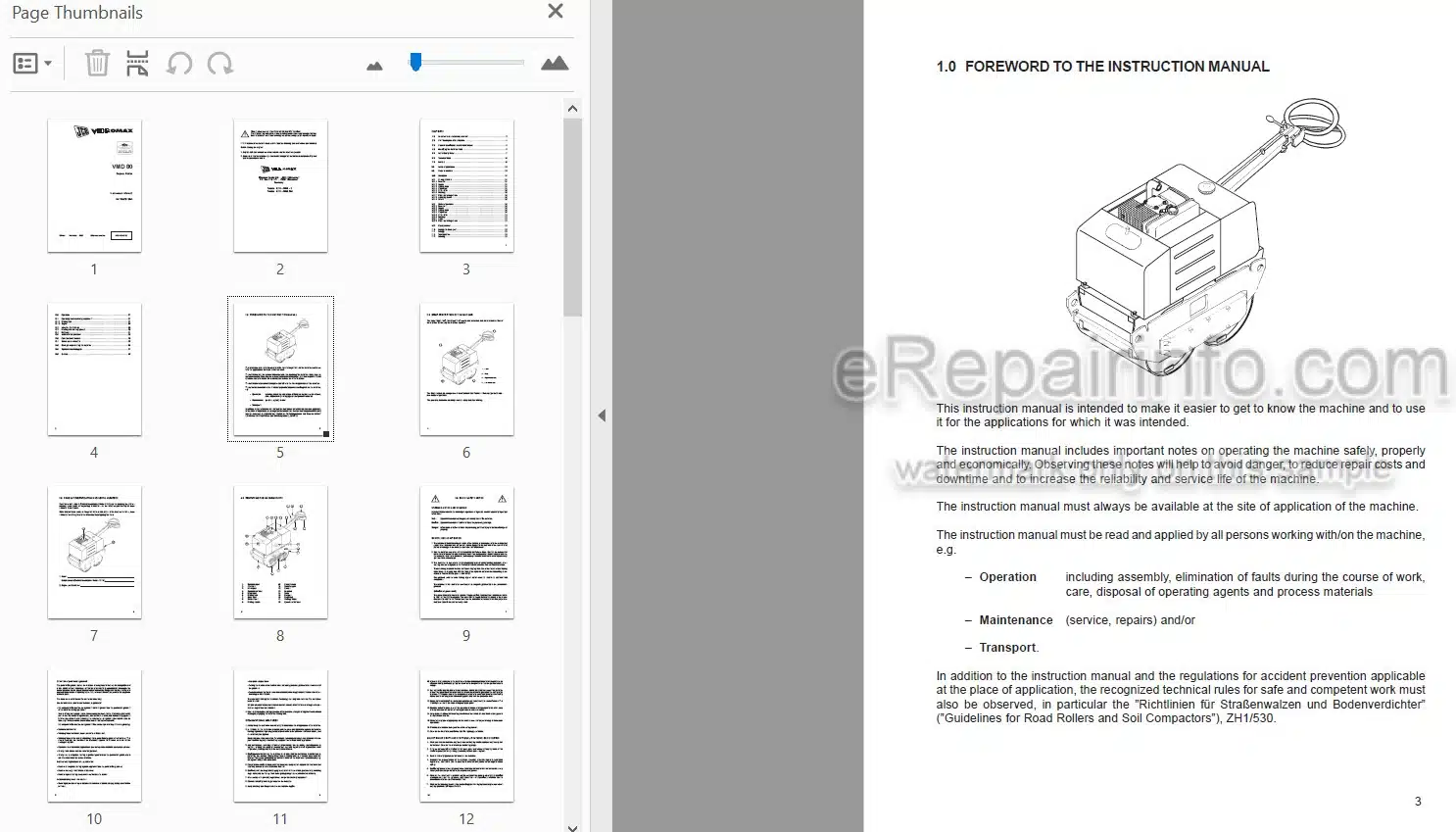 Photo 3 - JCB Vibromax VMD80 Instruction Manual Duplex Roller 04100-28135A