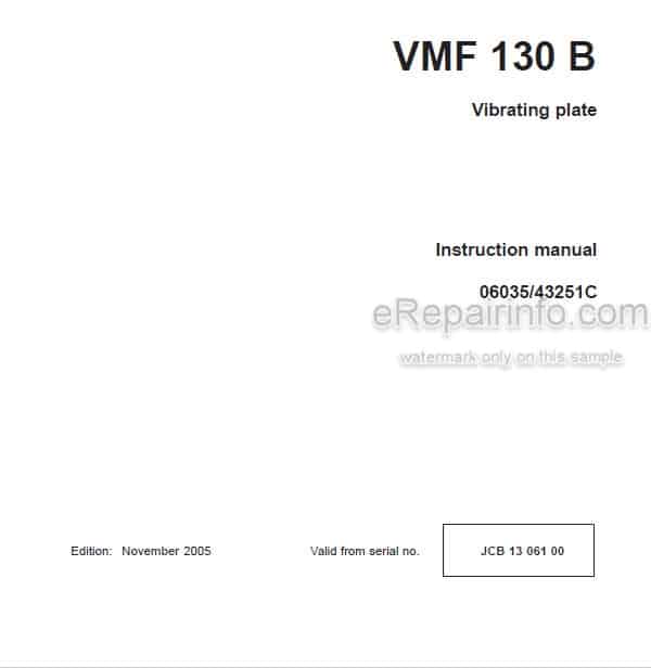 Photo 4 - JCB Vibromax VMF130B Instruction Manual Vibrating Plate 06035-43251C